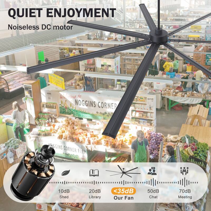 72"/84"/96"/120"/144" Extra Larger HVLS Commercial Ceiling Fan with Remote and Aluminum Blades