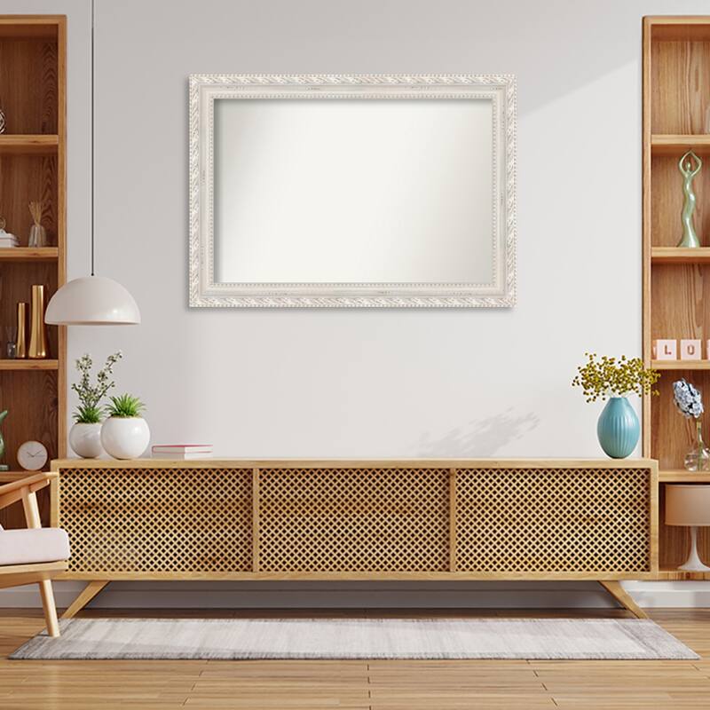 Opera Off White Non-Beveled Wood Framed Wall Mirror - Opera Off White