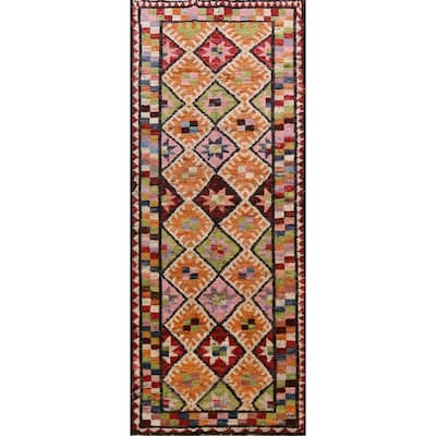Moroccan Oriental Runner Rug Hand-Knotted Tribal Wool Carpet - 4'2" x 12'10"