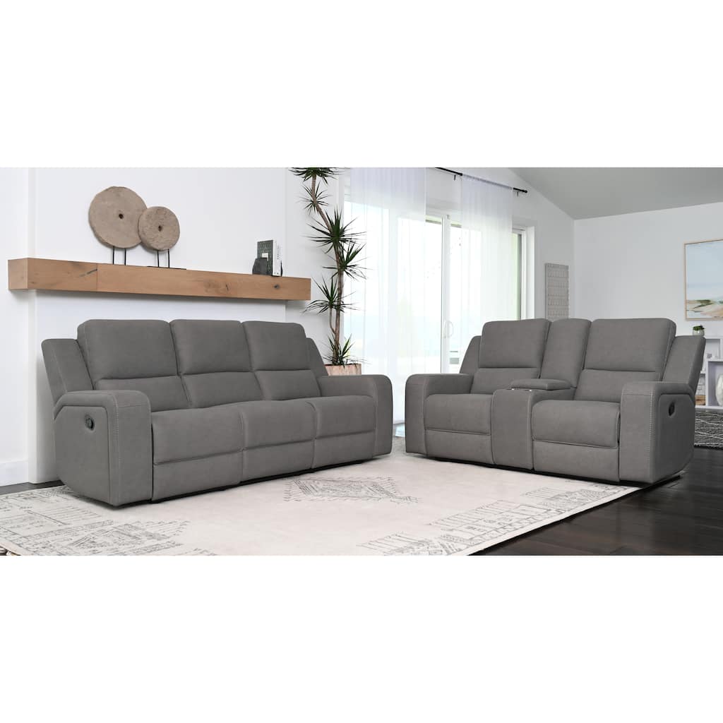 Abbyson - Margaret 2 pc Fabric Manual Reclining Sofa & Loveseat Set