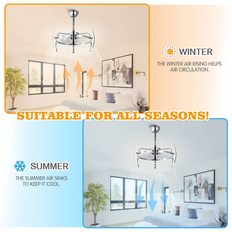 Bella Depot 25" Modern DIY Shape Ceiling Fan with Remote APP Control and Light Kit, 6-Speed Reversible Blades - 25 Inches