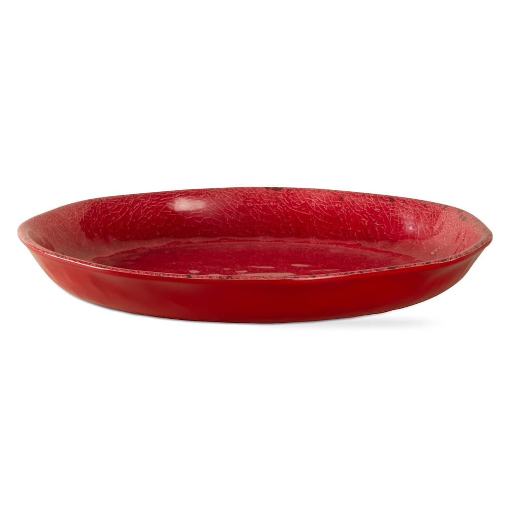 Veranda Large Shallow Melamine Serving Bowl Red 144oz Dishwasher Safe 16in Diameter Perfect for Everyday Use