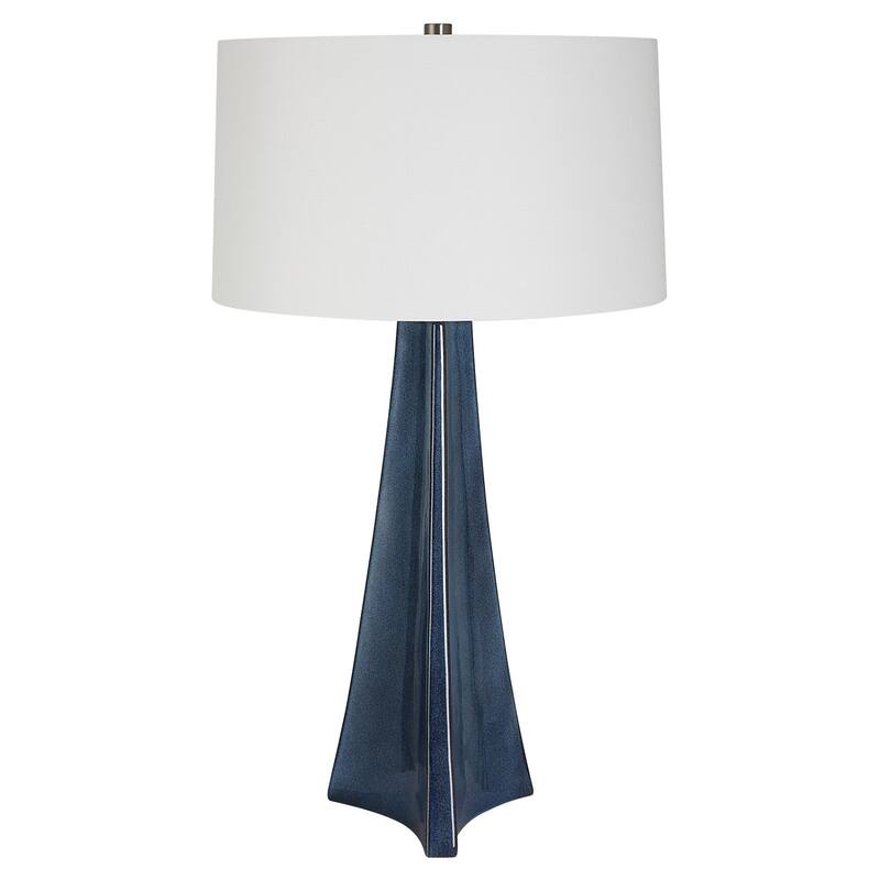 Scalloped Table Lamp with Tapered Shade - 32" - Blue