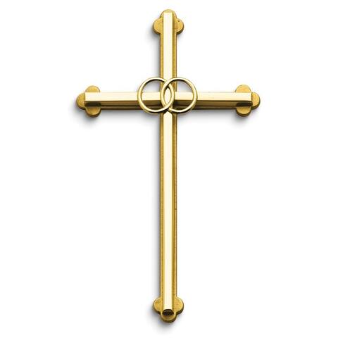 Curata Gold-Tone Double Rings Wedding Cross
