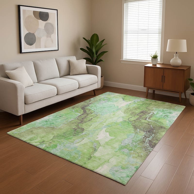 Premium Washable Super Soft Modern Contemporary Mayfield Rug - Green - 2'6" x 3'10"