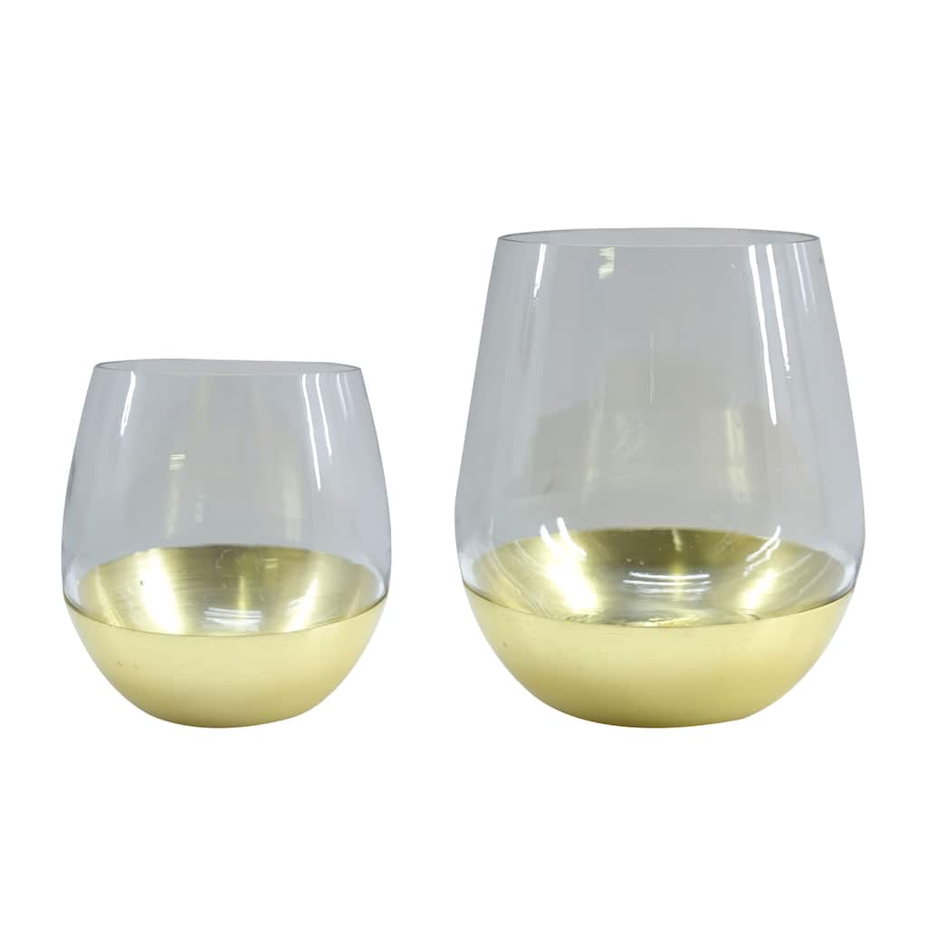 Transpac Glass 6 in. Clear Everyday Candle Holder Set of 2