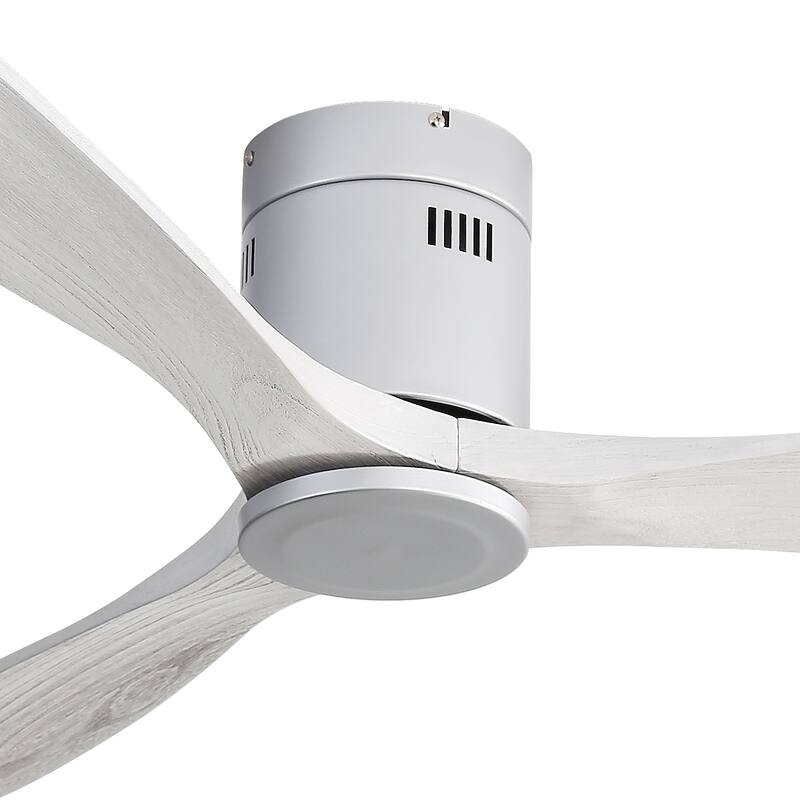 Refurbished 52 Inch Low Profile Flush Mount Wood Blades Ceiling Fan,Silver Motor with Grey Blades(Renewed) - 52 Inch
