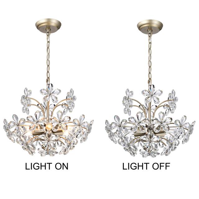Rosa 6-Light Brushed Silver-ish Champagne Flower Crystal Chandelier
