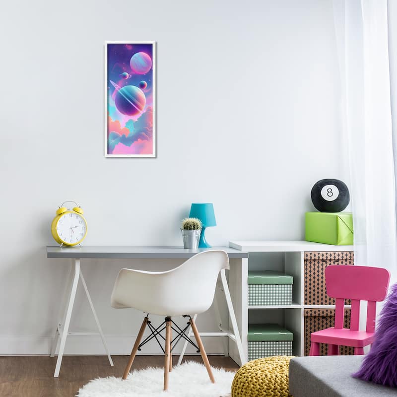 Stupell Pastel Clouds with Planets Framed Giclee Art Design By Wumples
