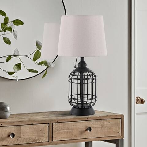 GetLedel 18-inch Farmhouse Black Birdcage Table Lamp