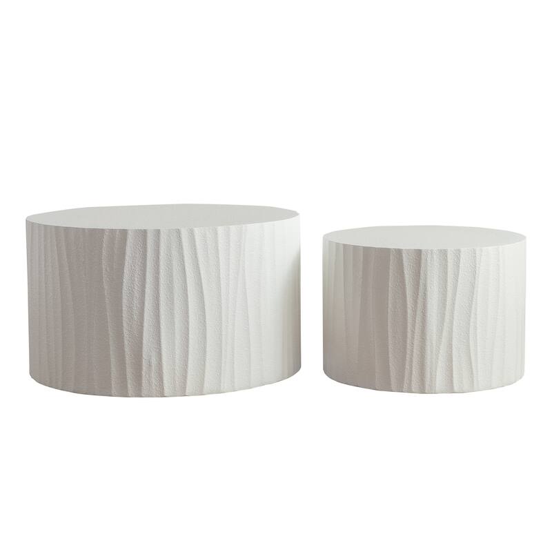 Set of 2 Round Wooden Nesting Coffee Tables - Modern Circle Design for Living Room