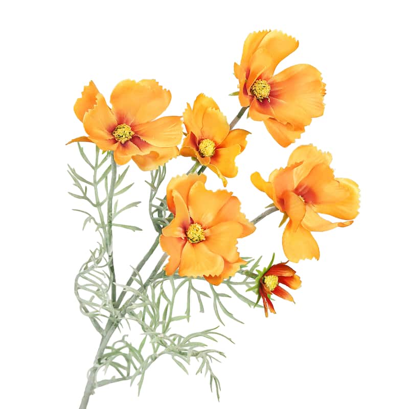 Set of 6 Orange Artificial Cosmos Flower Stem Spray 24in - 24" L x 6" W x 6" DP