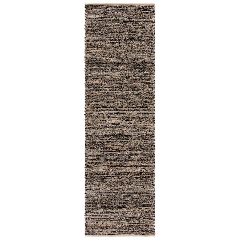 SAFAVIEH Handmade Montauk Latika Cotton Rug - 2'3" x 8' Runner - Taupe/Black