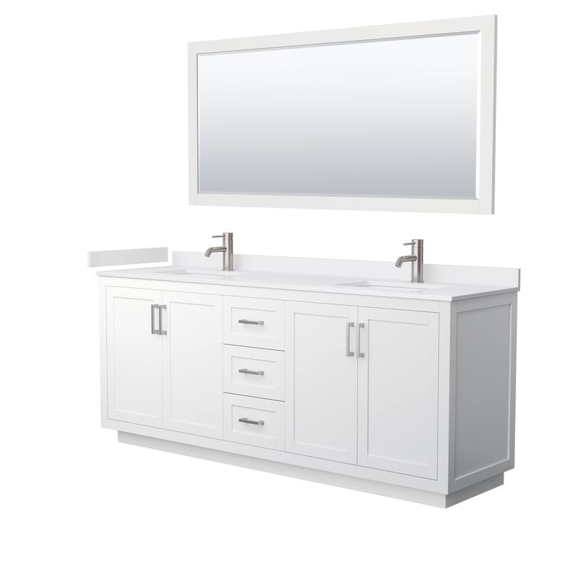 Miranda Double Vanity Set, Cultured Marble Top, 70-Inch Mirror