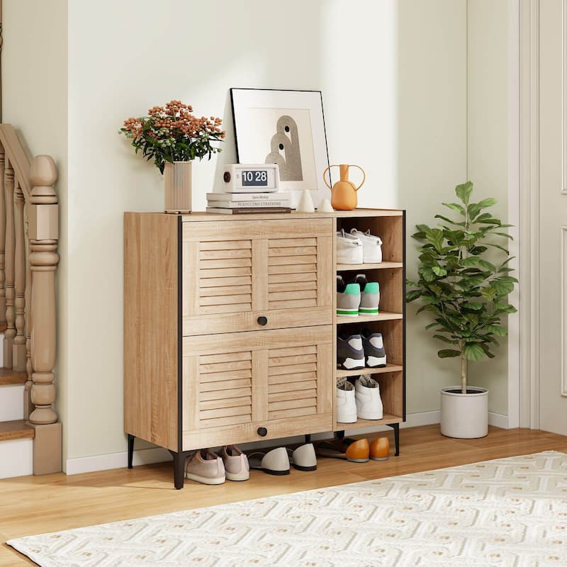 Costway Shoe Storage Cabinet with Flip Doors Adjustable and Removable - See Details