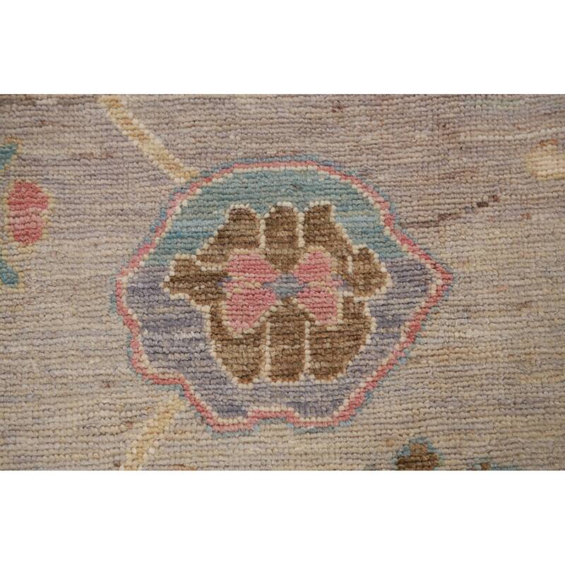 Hand Knotted Oriental 100% Wool Carpet Transitional All-Over Beige & Ivories Oushak Area Rug - 9' 9'' X 8' 1''