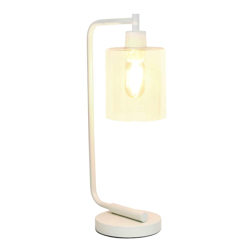 Antique Style Industrial Iron Lantern Desk Lamp with Glass Shade
