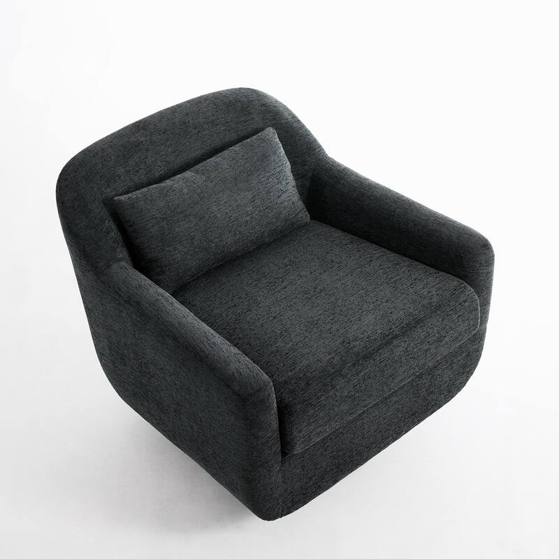 Miles Chenille Scandinavian Swivel Lounge Armchair(Set of 2)