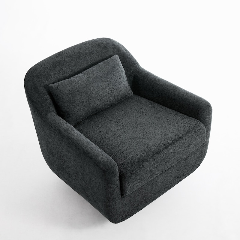 Miles Chenille Scandinavian Swivel Lounge Armchair