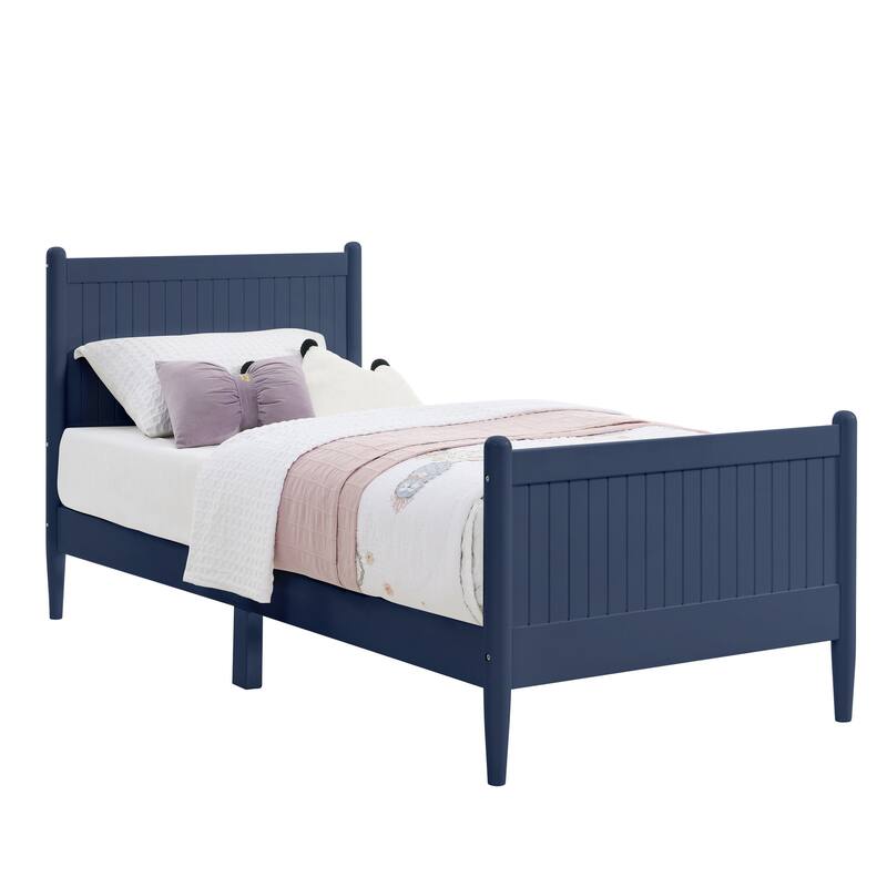 MUSEHOMEINC Wooden Twin Bed Frame with Headboard & Footboard Designed