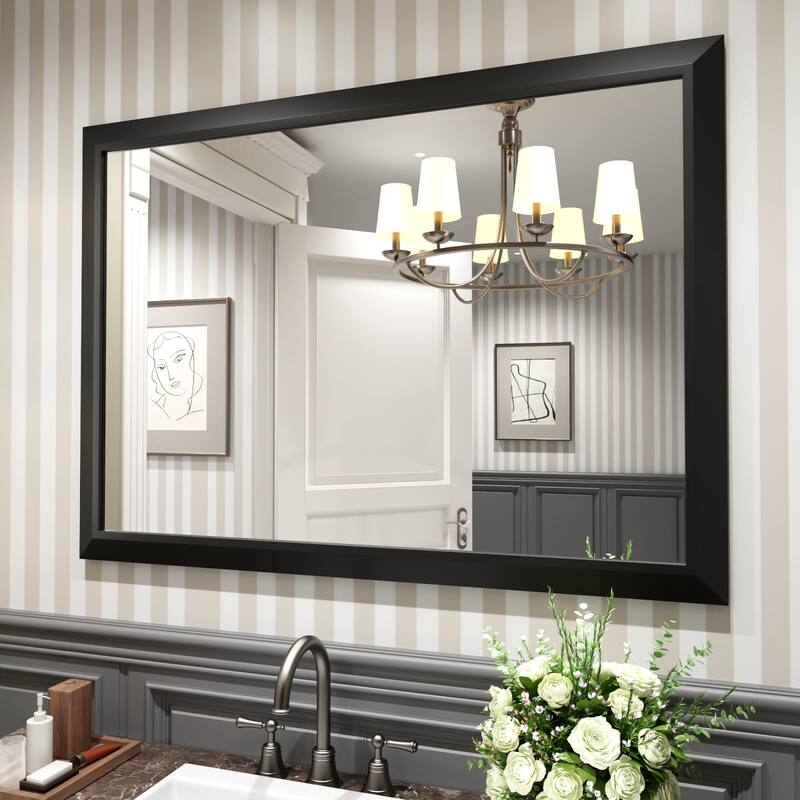 KIOTEE Full size Metal Bathroom Mirror with 5-Year Warranty - 48x36 - Black
