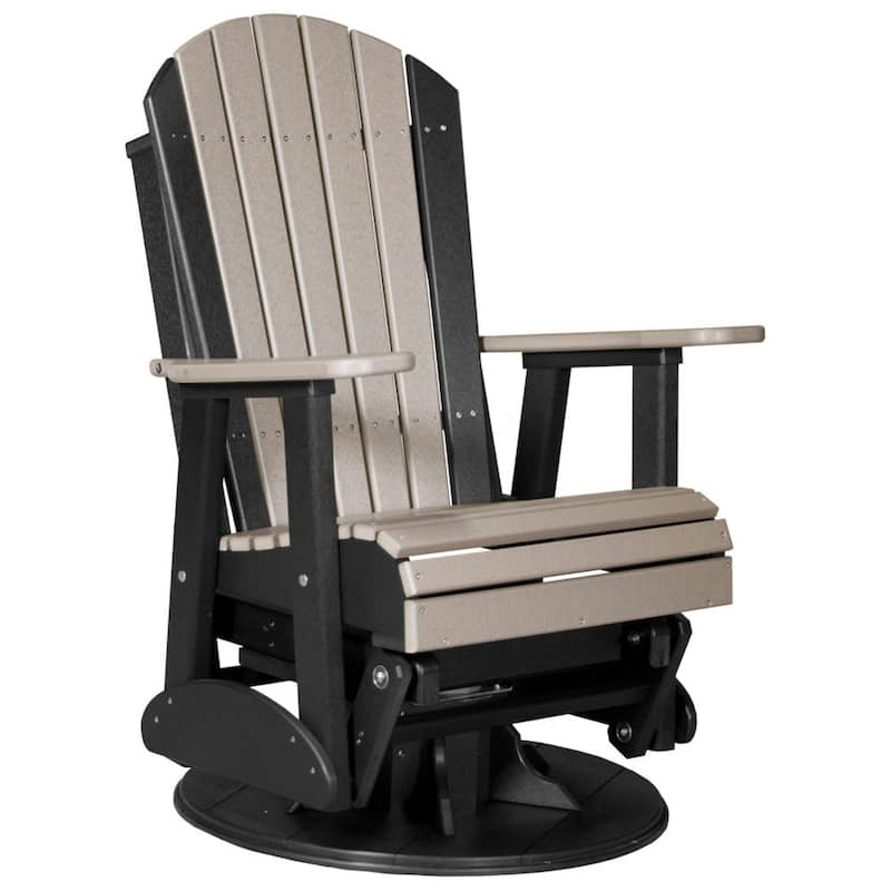 Poly Lumber Adirondack Swivel Glider Chair - Weatherwood & Black