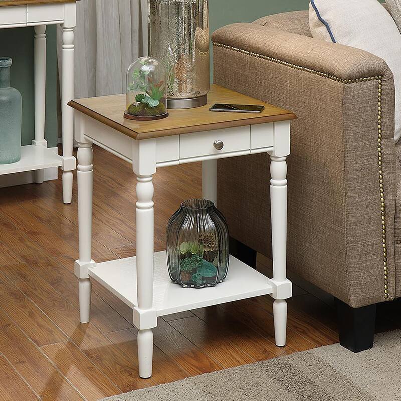 Convenience Concepts French Country 1 Drawer End Table with Shelf - Driftwood/White