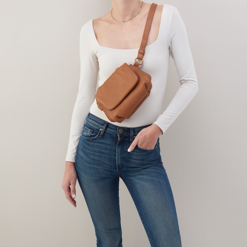 HOBO Harley Leather Crossbody Sling Bag - Warm Honey