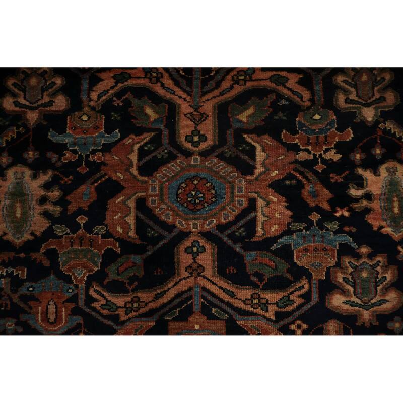 Hand Knotted Oriental 100% Wool Carpet Traditional Floral Navy Blue & Blues Hamedan Area Rug - 6' 6'' X 4' 5''
