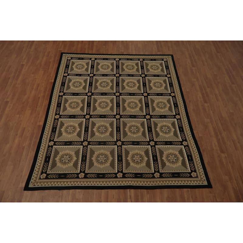 Hand Knotted Oriental 100% Wool Carpet Traditional Floral Brown Tapestries Area Rug - 9' 7'' X 7' 11''