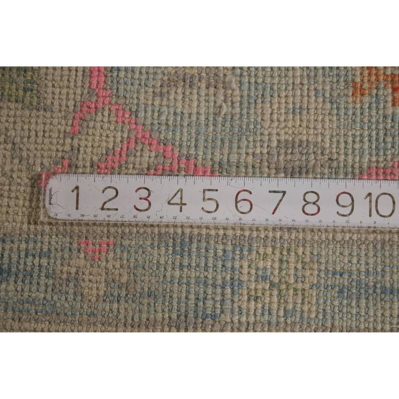 Hand Knotted Oriental 100% Wool Carpet Transitional All-Over Beige & Ivories Oushak Area Rug - 9' 10'' X 8' 1''