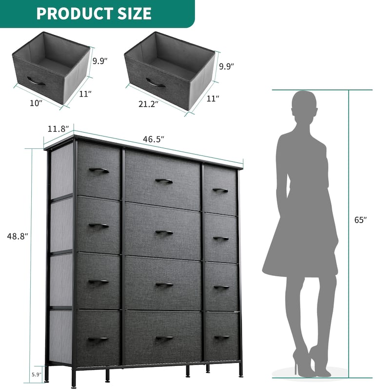 Fabric Chest 12 Drawer Storage Tower Dresser