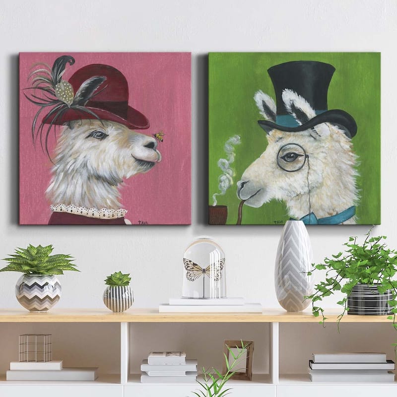 Llama and Bee-Premium Gallery Wrapped Canvas - Ready to Hang