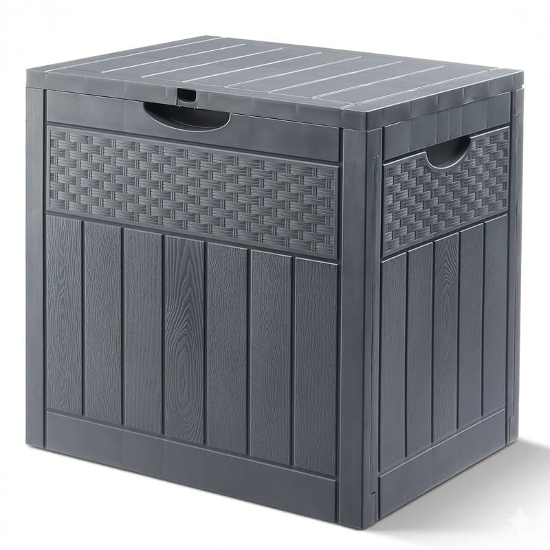 33 Gallons Gray Water Resistant PVC Deck Box - N/A