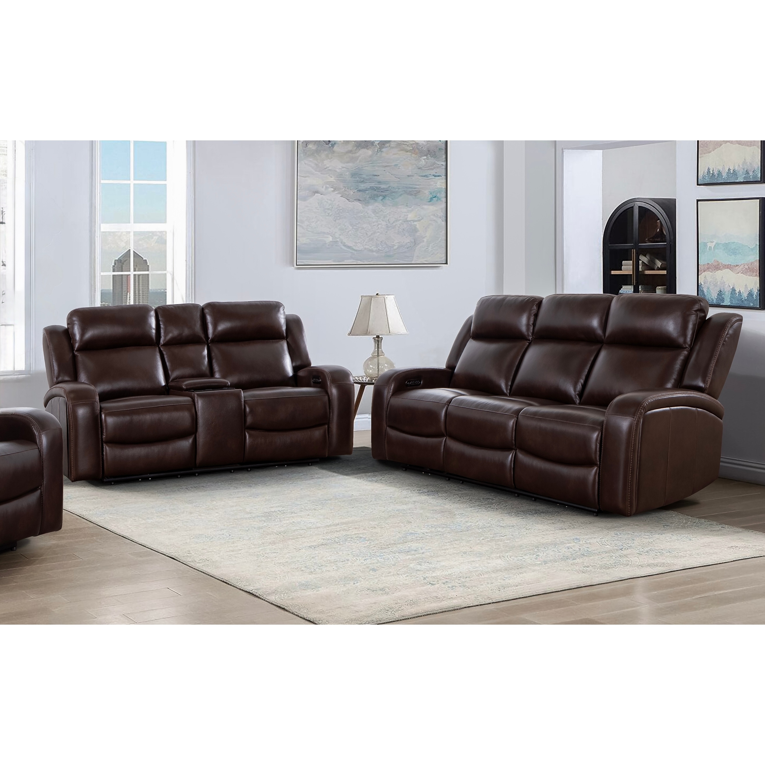 Logan Top Grain Italian Leather 2-piece Living Room Set