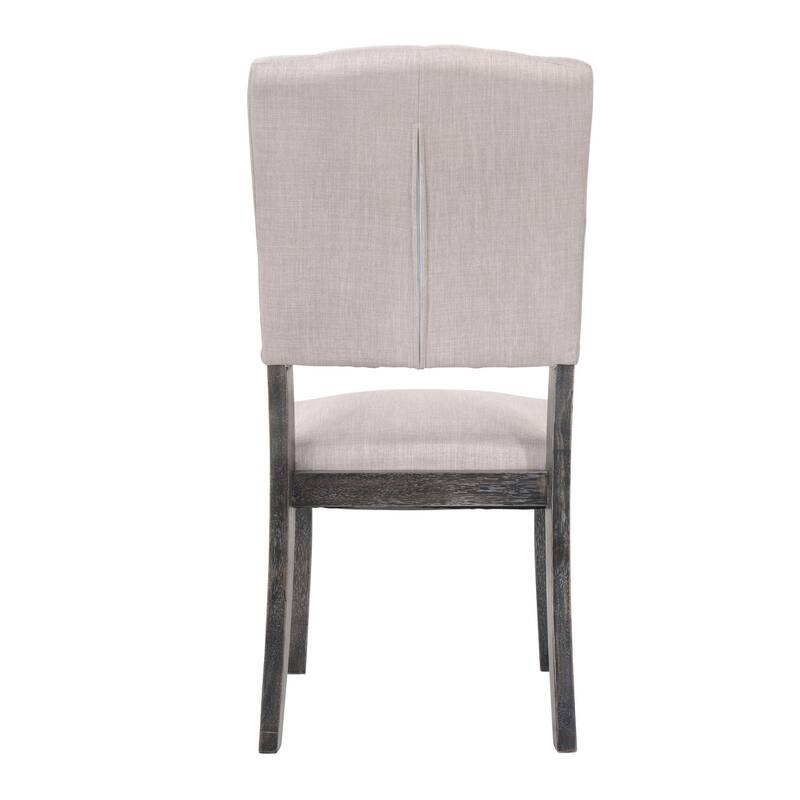 HomeRoots Set of Two Tufted Gray Upholstered Linen And Solid Wood Open Back Dining Side Chairs