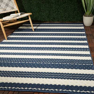 Caldwell Nautical Striped High-low Indoor/Outdoor Area Rug