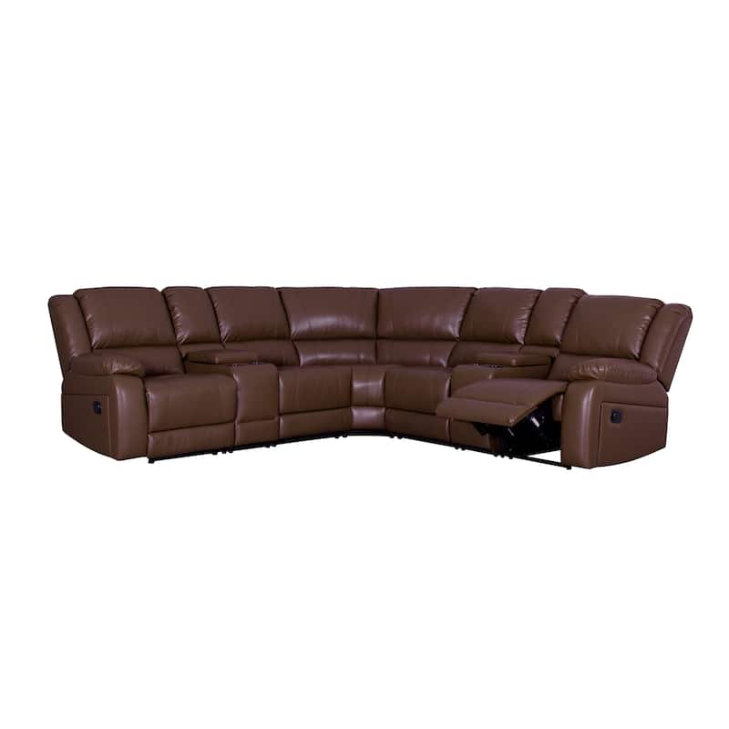 108" W Modern Contemporary Faux Leather 7 Piece Sectional Recliners