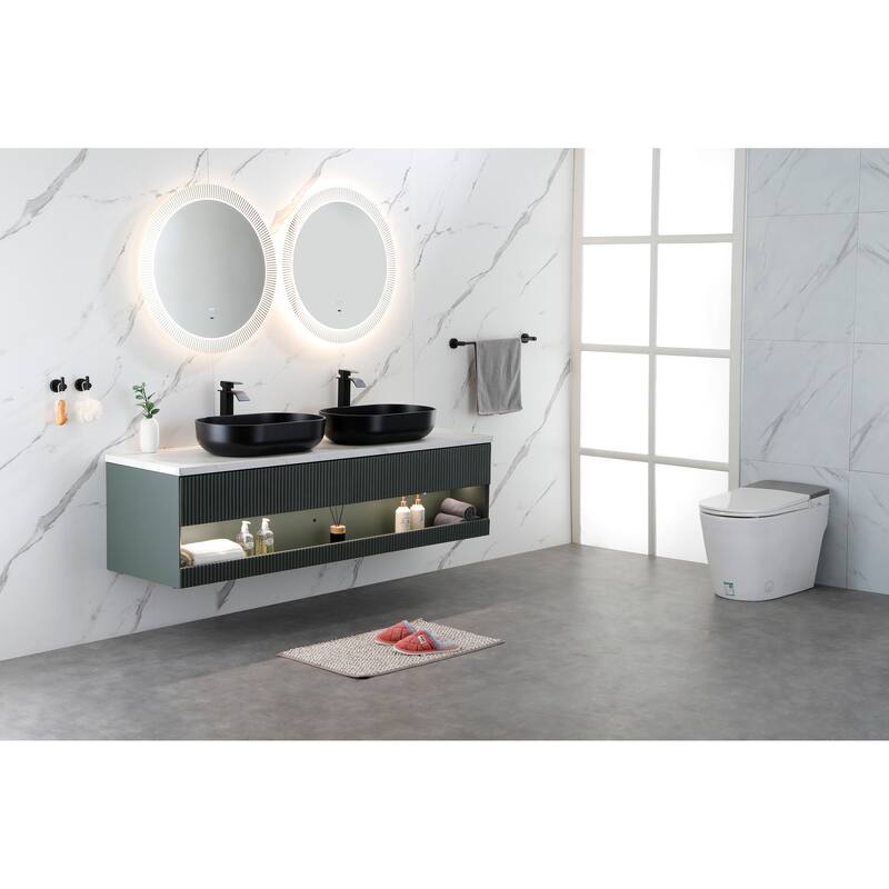 Modern 24-Inch Acrylic Bathroom Sink with Hydrophobic Surface, Non-Porous and Durable Design - 24in L