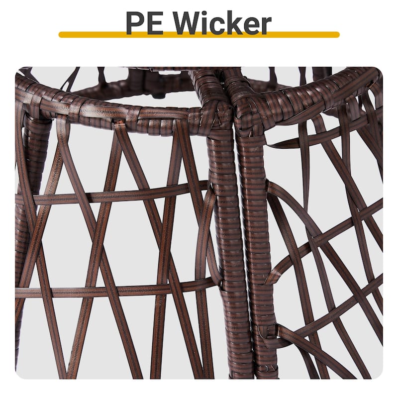 38 Inch Wicker Papasan Chair with Rotating Cushioned Seat - 38" x 33.5" x 32"