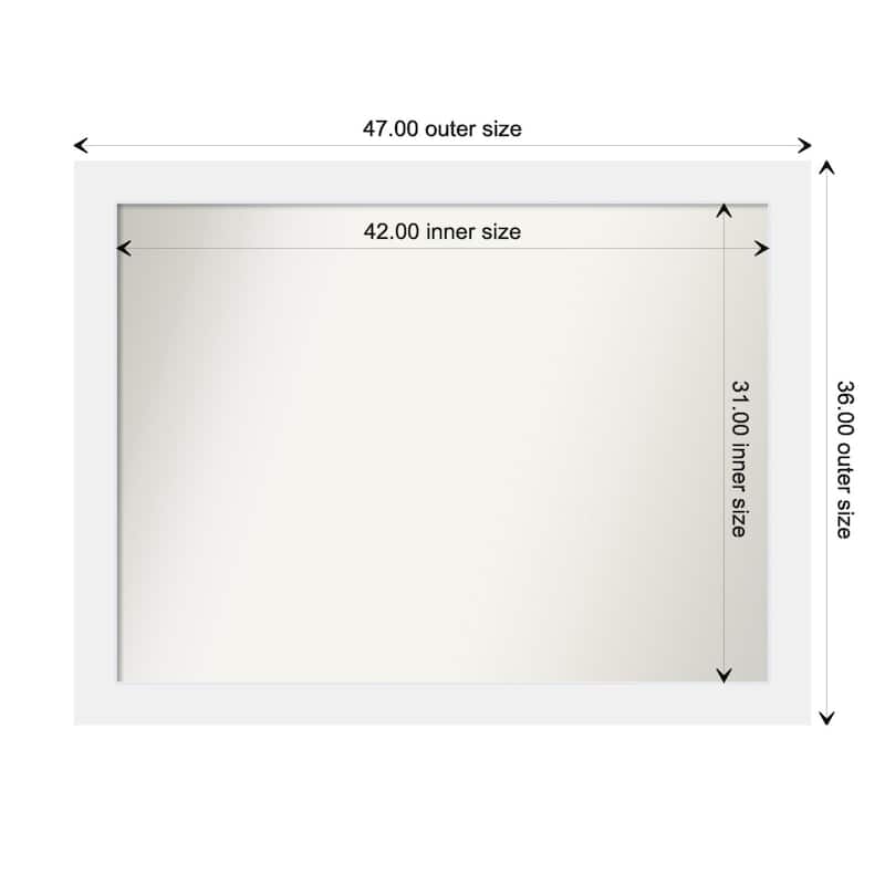 Corvino White Framed Non-Beveled Custom Wall Mirror, Bathroom Vanity Mirror - Outer Size: 47 x 36
