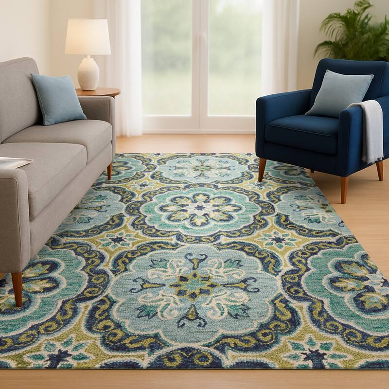 Sevita Dana Contemporary Medallion Hand-Tufted Wool Indoor Area Rug