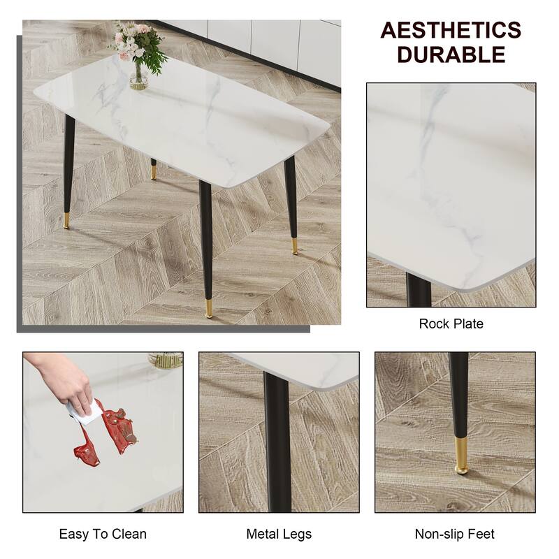 Modern Living Room Exquisite Simple Dining Table Imitation Marble Sintered Stone Countertop Kitchen Dining Table