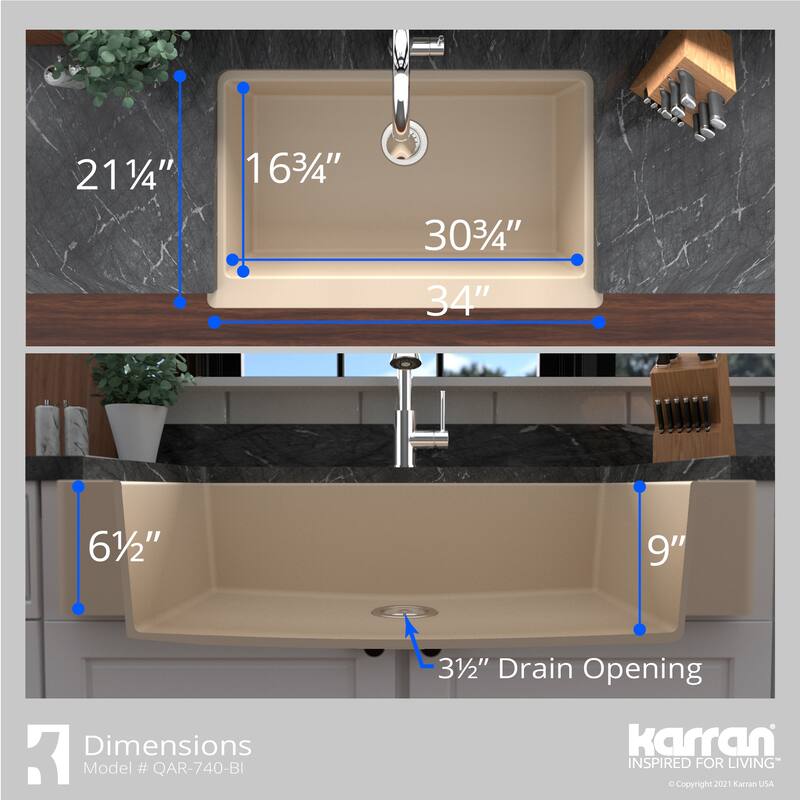 Karran Retrofit Apron Quartz Single Bowl Kitchen Sink