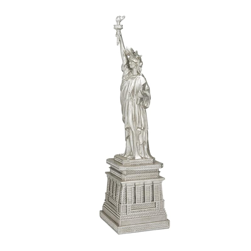 Polystone Statue of Liberty Decorative Sculpture - Gold or Silver - Roche River Decor