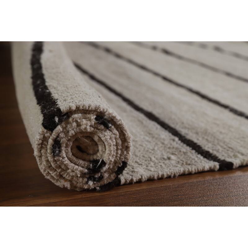 Hand Woven Oriental Cotton Carpet Modern All-Over Beige & Ivories Kilim Area Rug - 13' 3'' X 10' 1''