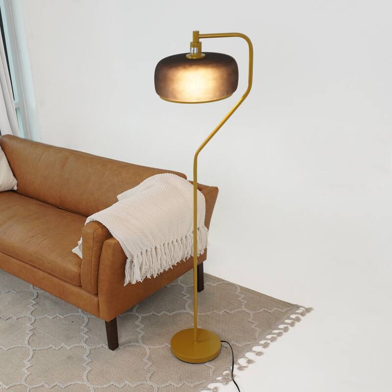 Floor Lamp, Standing Light for Living Room, Bedroom & Office Space Illumination, Black Sprayed and Gold, 110-120V