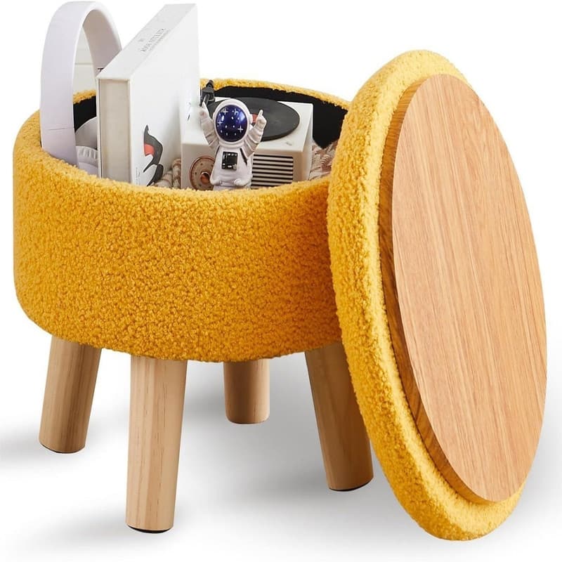 Storage Ottoman Modern Round Footrest