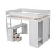 preview thumbnail 30 of 35, Elegant Wood Full Size Loft Bed with Wardrobes and 2-Drawer Desk with Cabinet, Sturdy Construction & Safety Guaranteed, Gray