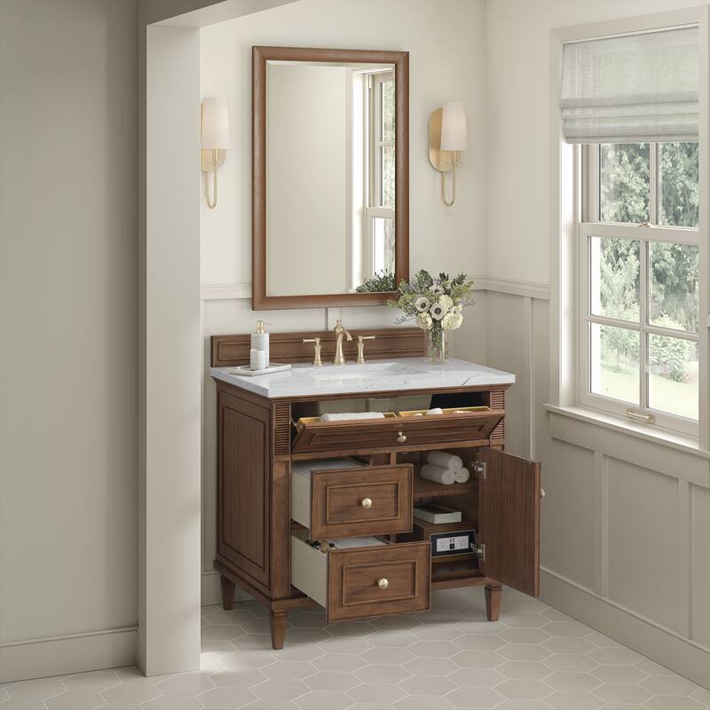 James Martin Vanities Lorelai 36" Single Vanity, Mid-Century Walnut